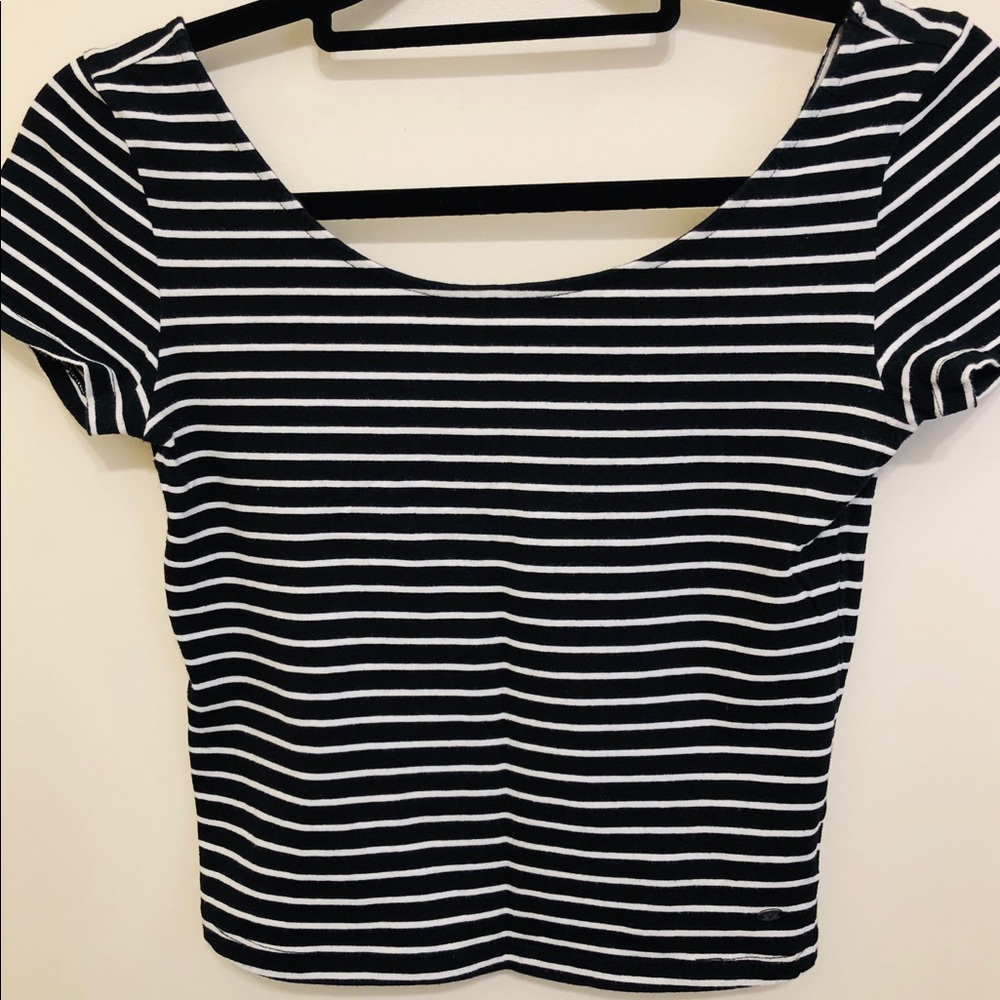 Black/white striped Crop Top